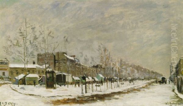 Boulevard En Temps De Neige (boulevard In The Snow) Oil Painting by Hippolyte Camille Delpy