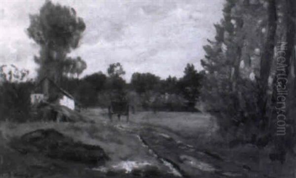 Sommerlandschaft Mit Einem Bauernhaus Am Weg Links Oil Painting by Hippolyte Camille Delpy