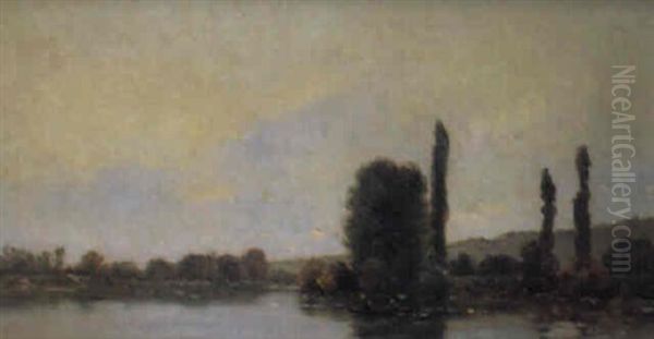 El Sena A Su Paso Por La Campina Al Atardecer Oil Painting by Hippolyte Camille Delpy