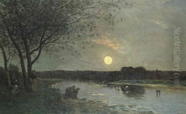 Lever De Lune Oil Painting by Hippolyte Camille Delpy