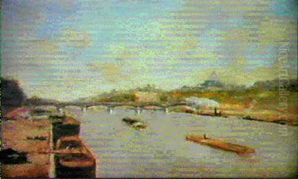 Vue De La Seine Oil Painting by Hippolyte Camille Delpy