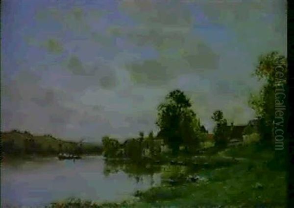 Bord De L'yonne Oil Painting by Hippolyte Camille Delpy