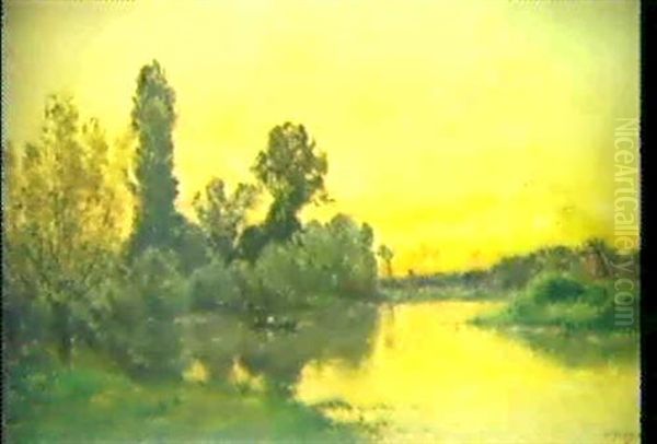 Sonnenuntergang Bei Vernon An Der Seine Oil Painting by Hippolyte Camille Delpy