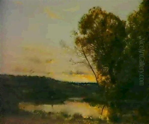 Abendstimmung Oil Painting by Hippolyte Camille Delpy