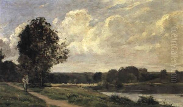 Au Bord De L'eau Oil Painting by Hippolyte Camille Delpy