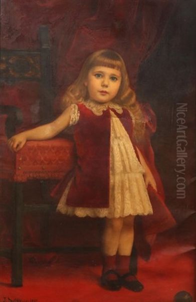 Petite Fille A La Robe Ecarlate Oil Painting by Jeremie Delsaux