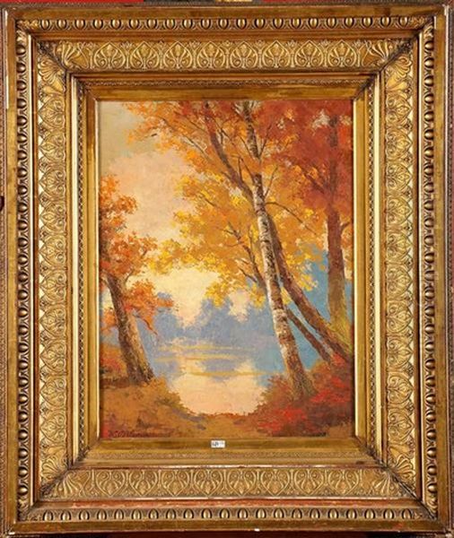 Paysage A L'etang En Automne Oil Painting by Willem Delsaux