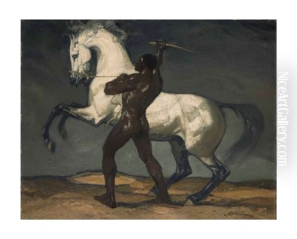 Homme Retenant Un Cheval Oil Painting by Henri Deluermoz