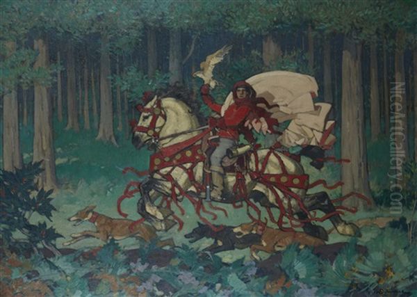 La Chasse Au Faucon Oil Painting by Henri Deluermoz