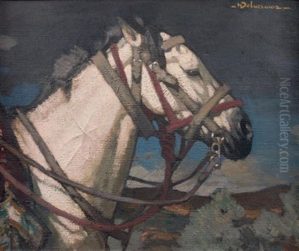 Cheval Harnache Oil Painting by Henri Deluermoz