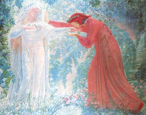 Dante Buvant Les Eaux Du Lethe Oil Painting by Jean Delville