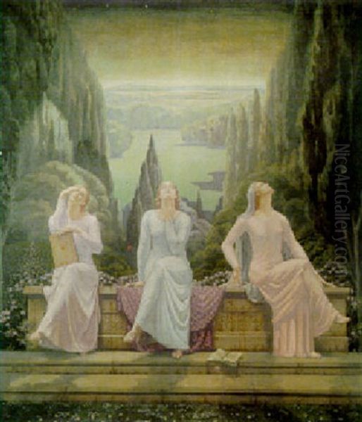 L'ecole Du Silence Oil Painting by Jean Delville