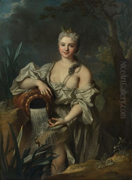 Portrait D'une Dame De Qualite En Source Oil Painting by Jean Francois Delyen