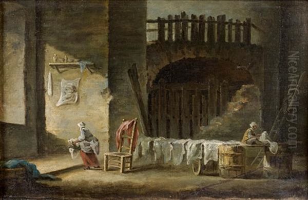 Lavandieres Dans Des Ruines Antiques Oil Painting by Pierre Antoine Demachy