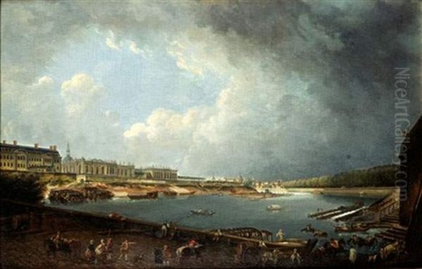 Vue Du Palais Bourbon Oil Painting by Pierre Antoine Demachy