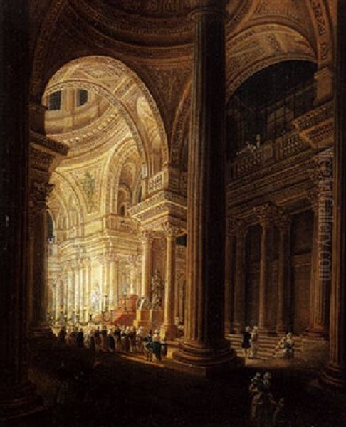 Le Sarcophage De Jean Jacques Rousseau Inhume Au Pantheon, Effet De Lumiere Oil Painting by Pierre Antoine Demachy