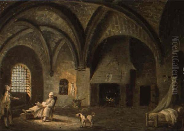 Interieur De La Conciergerie Avec Louis Xvi Lisant Oil Painting by Pierre Antoine Demachy