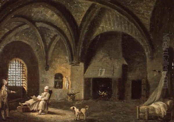 Interieur De La Conciergerie Avec Louis Xvi Lisant Oil Painting by Pierre Antoine Demachy