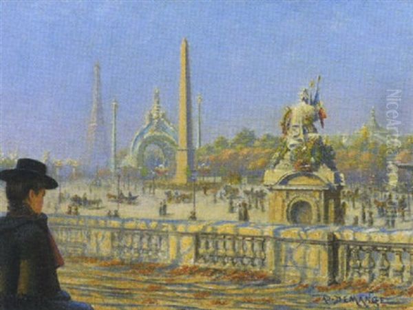 Place De La Concorde Oil Painting by Jules Demange