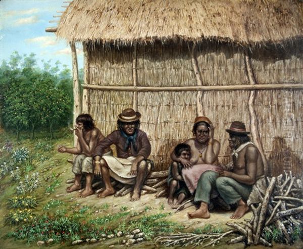 Indios Paraguayos Oil Painting by Bernabe Demaria