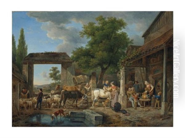 Cour De Ferme Oil Painting by Jean-Louis Demarne