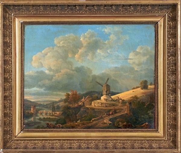 Paysage Au Moulin A Vent Oil Painting by Jean-Louis Demarne