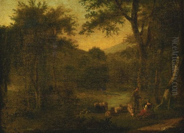 Landscape With Figures And Sheep Oil Painting by Jean-Louis Demarne