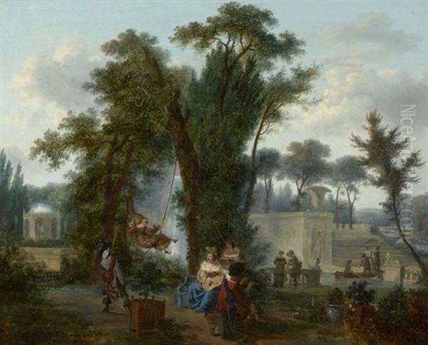 L'escarpolette Oil Painting by Jean-Louis Demarne