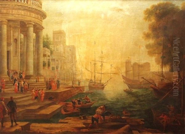 Scena Portuale Oil Painting by Jean-Louis Demarne