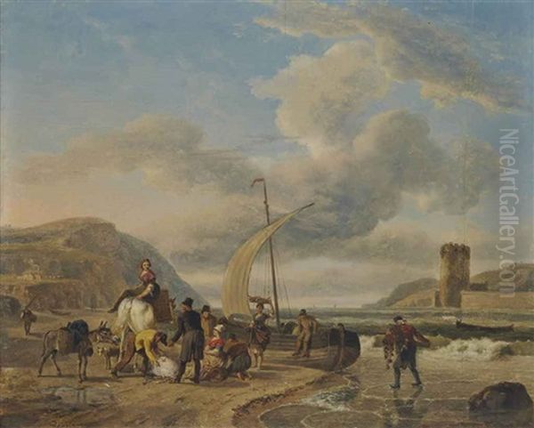 Le Retour Des Pecheurs Oil Painting by Jean-Louis Demarne