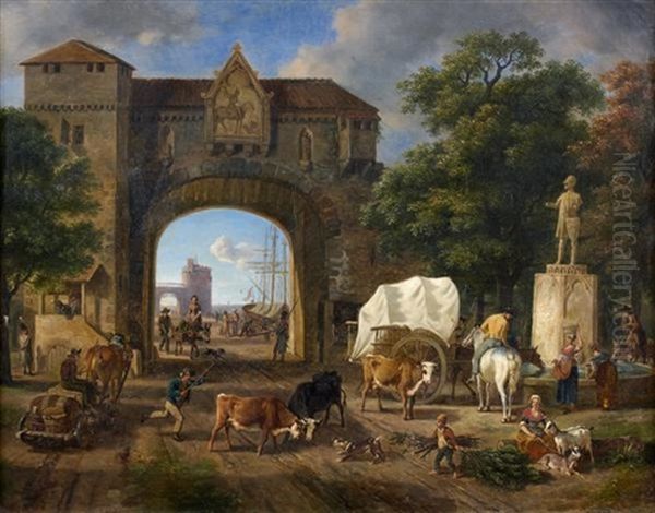 Entree De La Vieille Ville Oil Painting by Jean-Louis Demarne