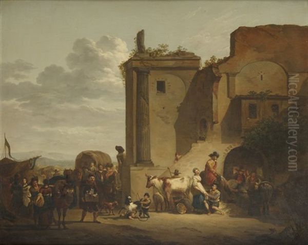 La Fete Au Village Oil Painting by Jean-Louis Demarne