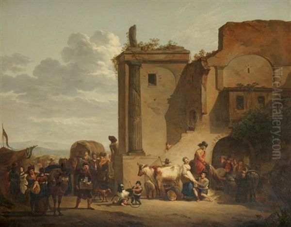 La Fete Au Village Oil Painting by Jean-Louis Demarne