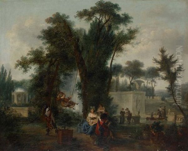 Les Jeux Dans Un Jardin Oil Painting by Jean-Louis Demarne