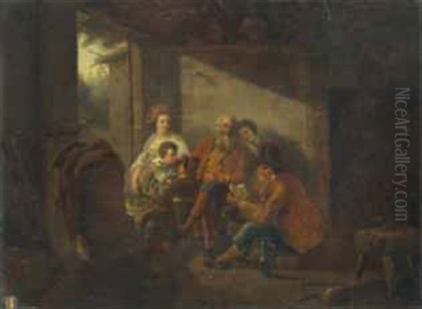 Dla Lecture Familiale Oil Painting by Jean-Louis Demarne