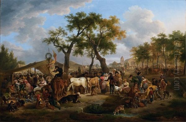 Une Foire Au Village Oil Painting by Jean-Louis Demarne