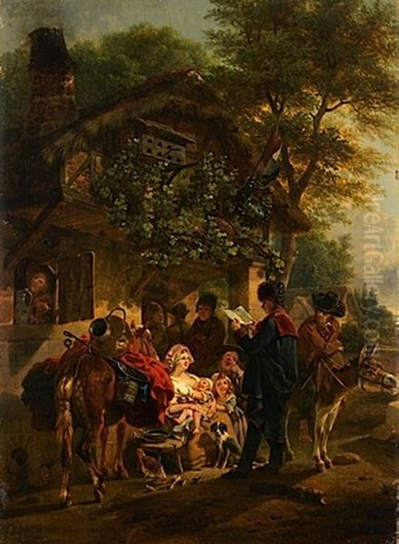 La Proclamation Oil Painting by Jean-Louis Demarne