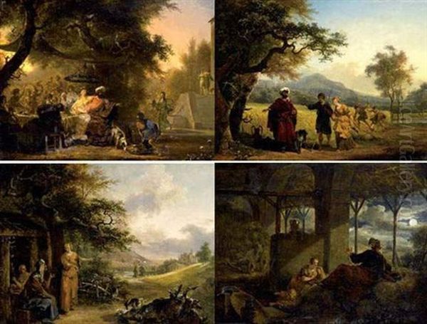 Scenes De L'histoire De Ruth Et Booz (+ 3 Others; 4 Works) Oil Painting by Jean-Louis Demarne