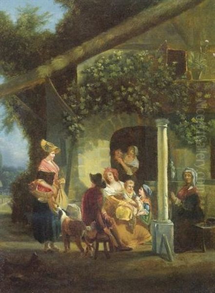 Visite A La Nourrice Oil Painting by Jean-Louis Demarne