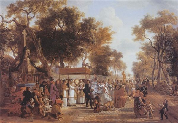 Scene De Procession De La Fete Dieu Oil Painting by Jean-Louis Demarne