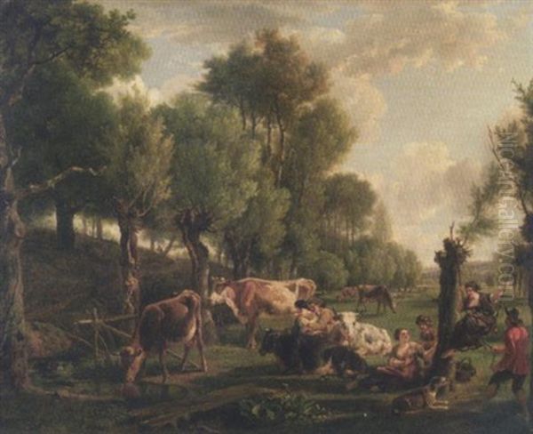 Bergers Et Bergeres Oil Painting by Jean-Louis Demarne