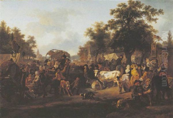 Le Village En Fete Oil Painting by Jean-Louis Demarne