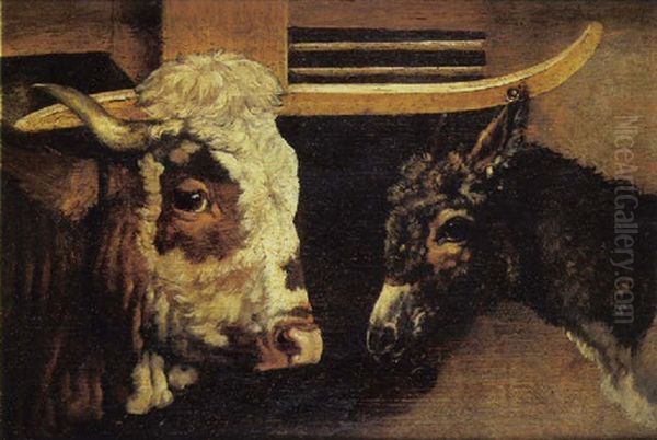 Un Boeuf Et Ane Oil Painting by Jean-Louis Demarne