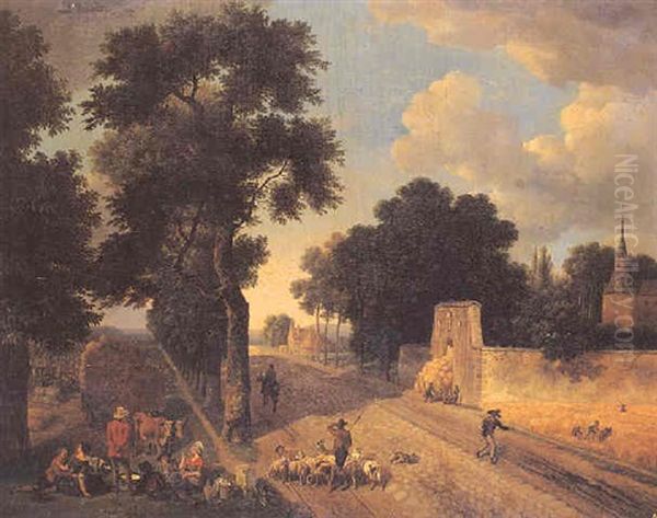 La Collation Le Long D'une Route Oil Painting by Jean-Louis Demarne