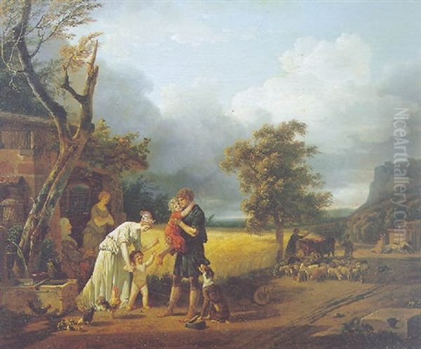 Le Retour Du Pere Oil Painting by Jean-Louis Demarne