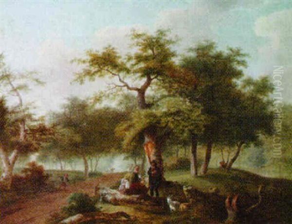 Woodland Landscape Oil Painting by Jean-Louis Demarne