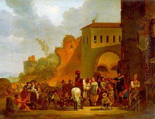 Scene De Marche Oil Painting by Jean-Louis Demarne