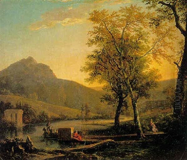 Paysage Au Temple Antique Oil Painting by Jean-Louis Demarne