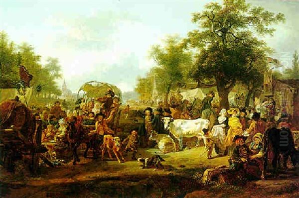 The Village Fair Oil Painting by Jean-Louis Demarne