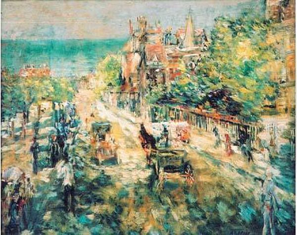 Promenade Au Bord De La Mer Oil Painting by Anatoli Arapoff